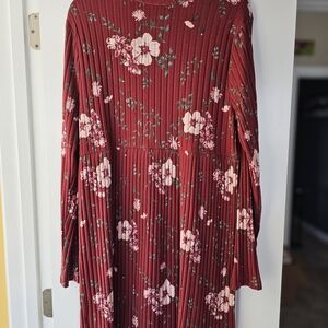 SO Red Floral Long Sleeve Dress